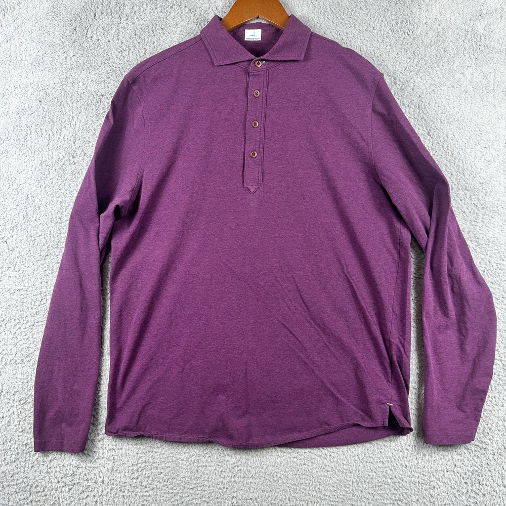 Johnnie-O Wylie Hangin Out Mens Large Long Sleeve Polo Shirt Lava Purple Stretch